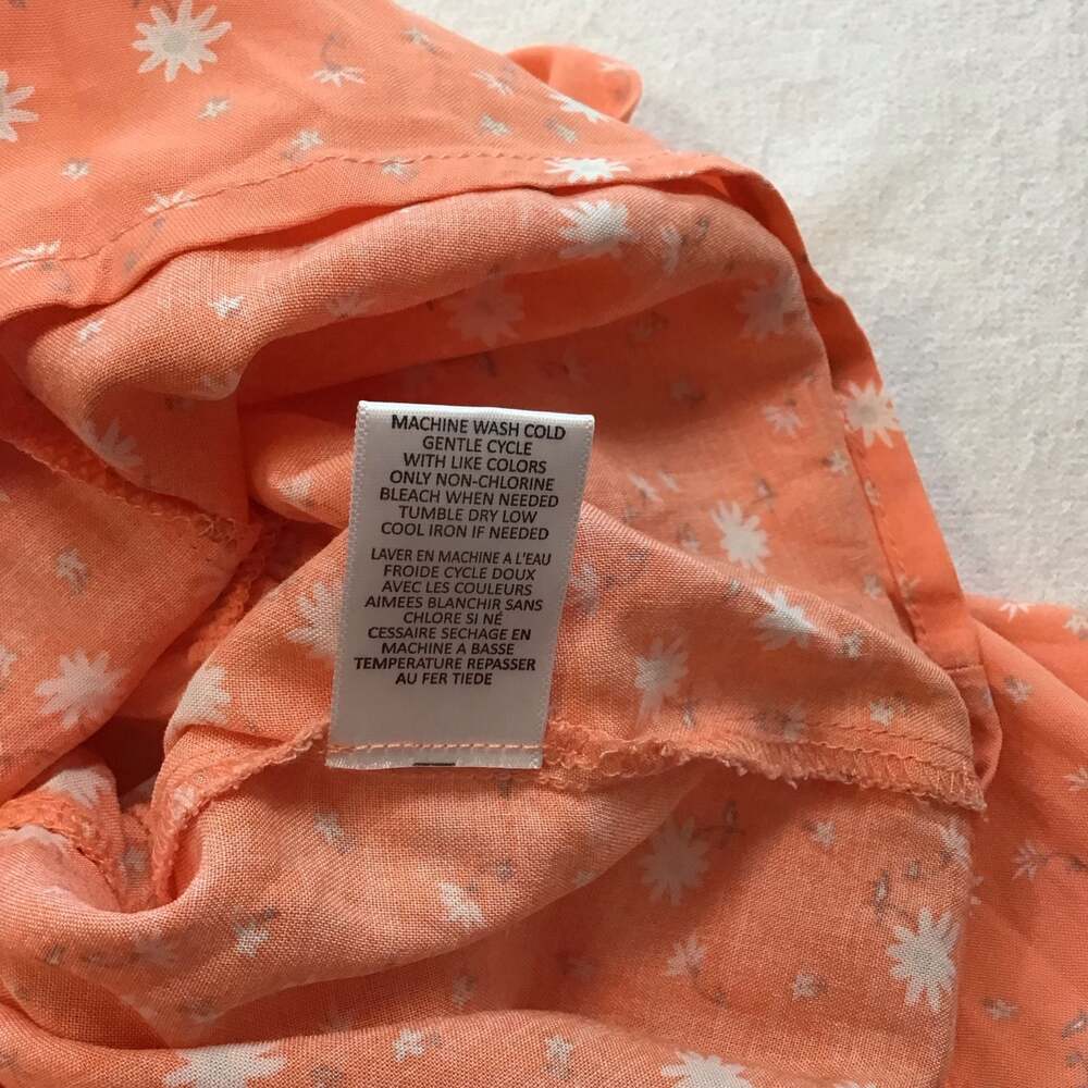 Love Fire Peach Orange Floral Print Wrap-Style Midi Romper Dress Large - Picture 10 of 11